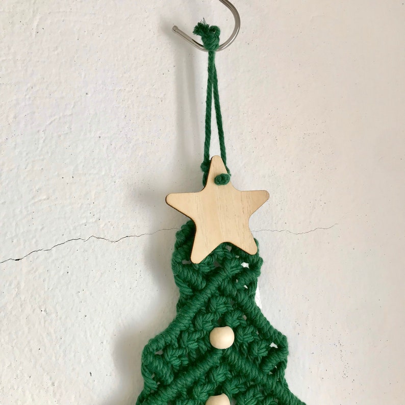 Macrame Christmas Tree with Star Topper, Pine Tree Wall Hanging Christmas Holiday Decoration, Farmhouse Xmas Decor, Macrame Xmas Tree image 8