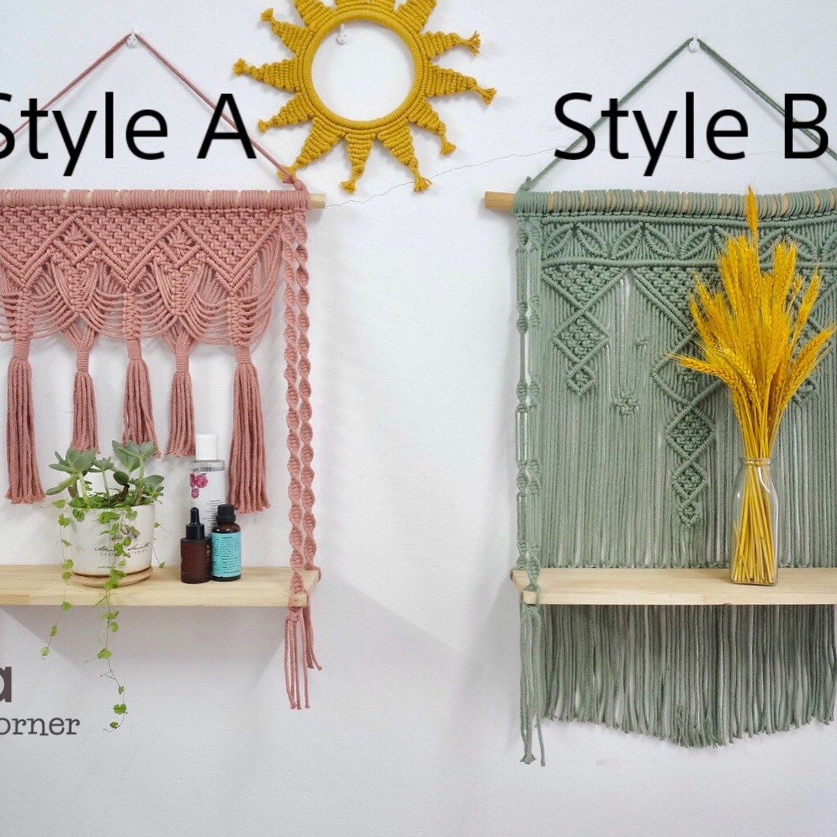 Hanging Plant Shelves, Handmade Floating Macramé Shelf, Ledge Shelf, Home Decor Shelf, Housewarming Gift, Rustic Wood Wall Storage Shelve - Etsy