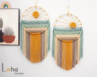 Sun Beach Wall Hanging, Woven Wall Art, Macrame Dreamcatcher, Baby Room Decor, Nursery Wall Decor, Boho Kid Room