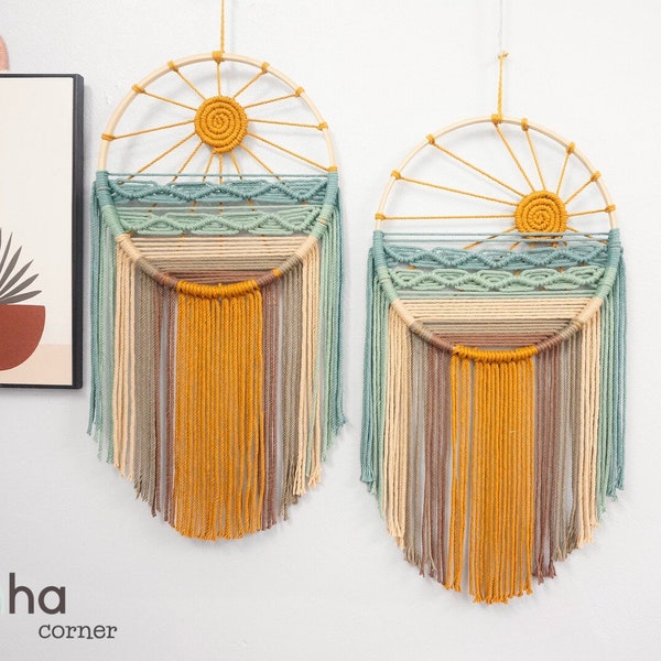 Sun Beach Wall Hanging, Woven Wall Art, Macrame Dreamcatcher, Baby Room Decor, Nursery Wall Decor, Boho Kid Room