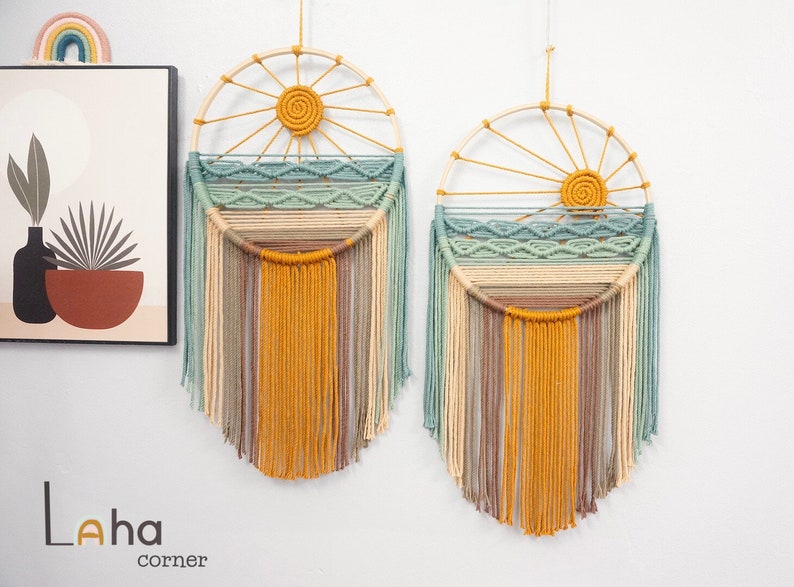 Sun Beach Wall Hanging, Woven Wall Art, Macrame Dreamcatcher, Baby Room Decor, Nursery Wall Decor, Boho Kid Room image 1