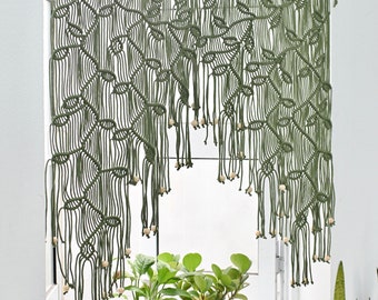 Cortina de ventana Macrame, decoración de puerta cortina Boho, ventana Macramé Valance, cortina de puerta Macramé, decoración del hogar colgante de pared Boho, cortina de paneles