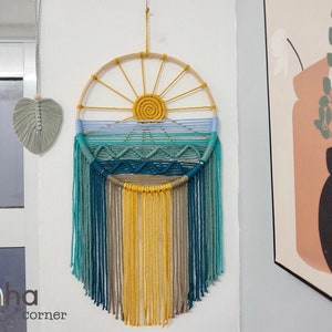 Sun Beach Wall Hanging, Woven Wall Art, Macrame Dreamcatcher, Baby Room Decor, Nursery Wall Decor, Boho Kid Room image 10