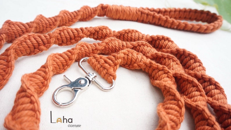 Correa de macramé hecha a mano para perros, correa de cuerda de algodón trenzada, correa ecológica para mascotas, correa ligera para pasear, regalo personalizado para perros imagen 4