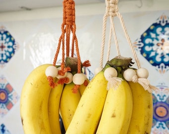 Appendiabiti per banane in macramè, amaca per banane, portafrutta, portaoggetti da cucina