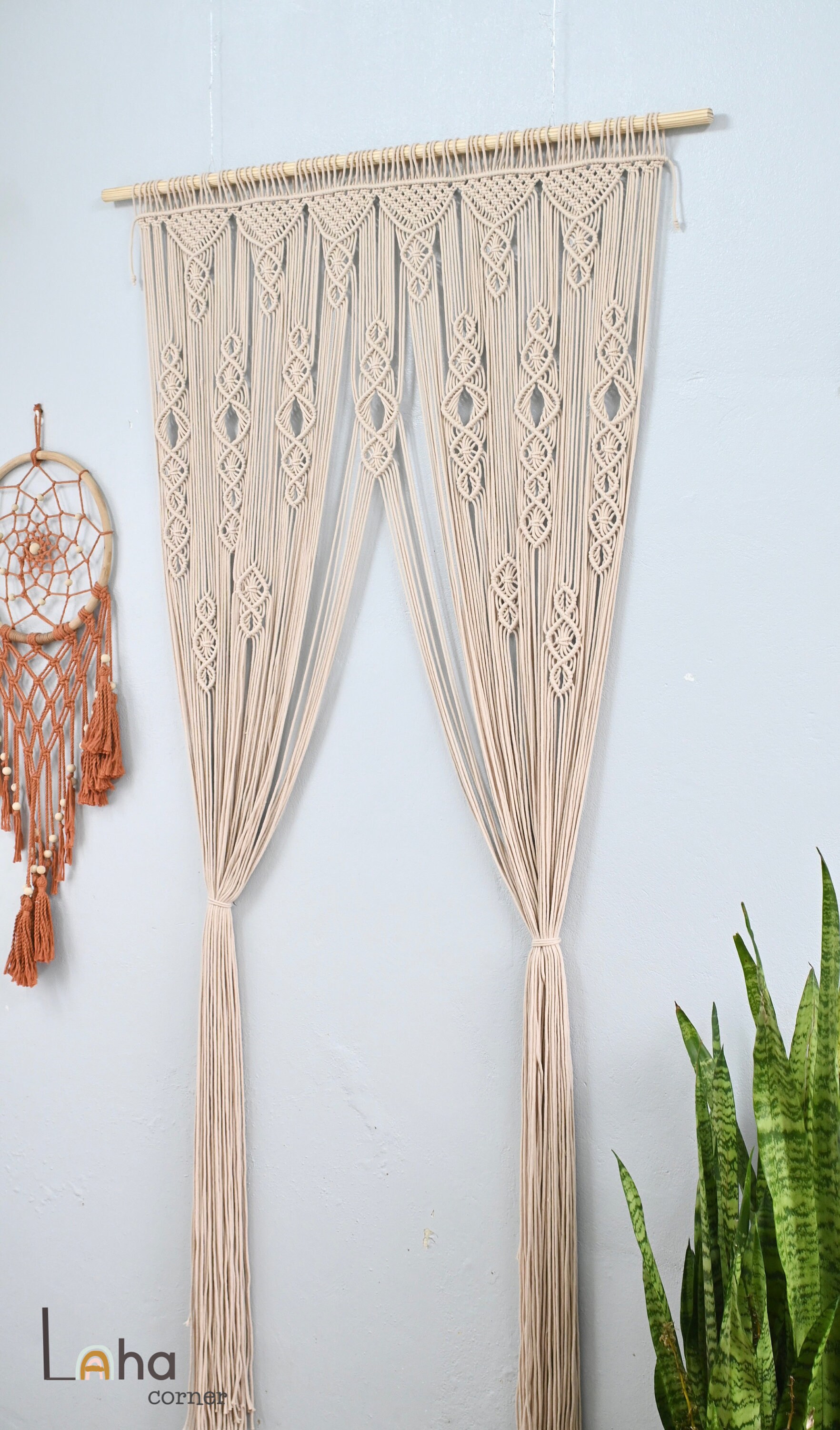 PORFOYO Macramé gordijn, boho-deurgordijn en raamgordijn, handgeweven