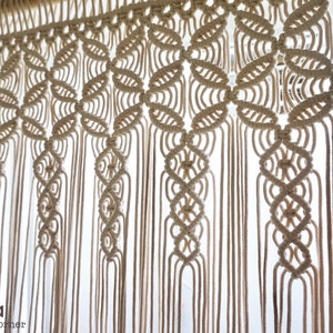 Long Macrame Curtain, Geometric Boho Door Curtain, Window Hanging, Macrame Room Divider, Farmhouse Curtain, Handmade Cotton image 4
