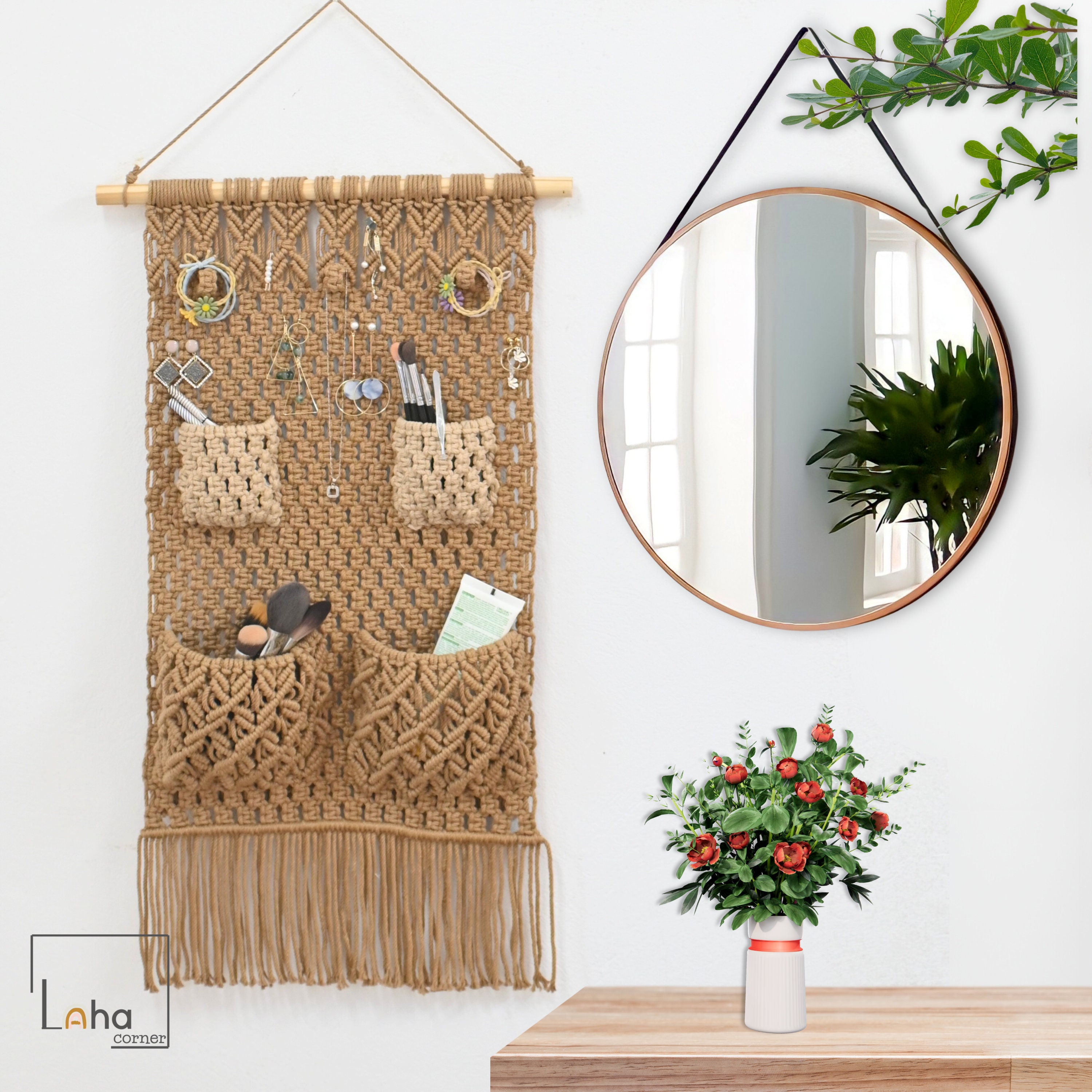 Boho Tür-Organizer Mit 4 Taschen – Makramee-Design, Für Badezimmer, Schlafzimmer, Hinter Der Tür