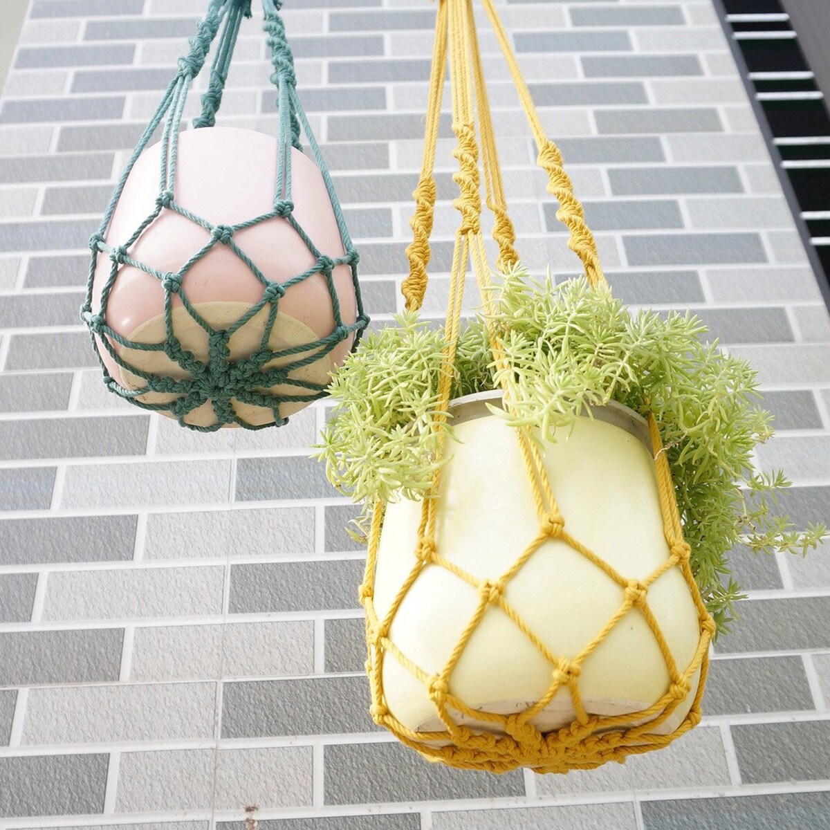 Macrame Plant Hanger No Tassel, No Fringe Plant Hanger, Macrame Plant Pot Holder Without Tail, Simple Minimalist Boho Decor