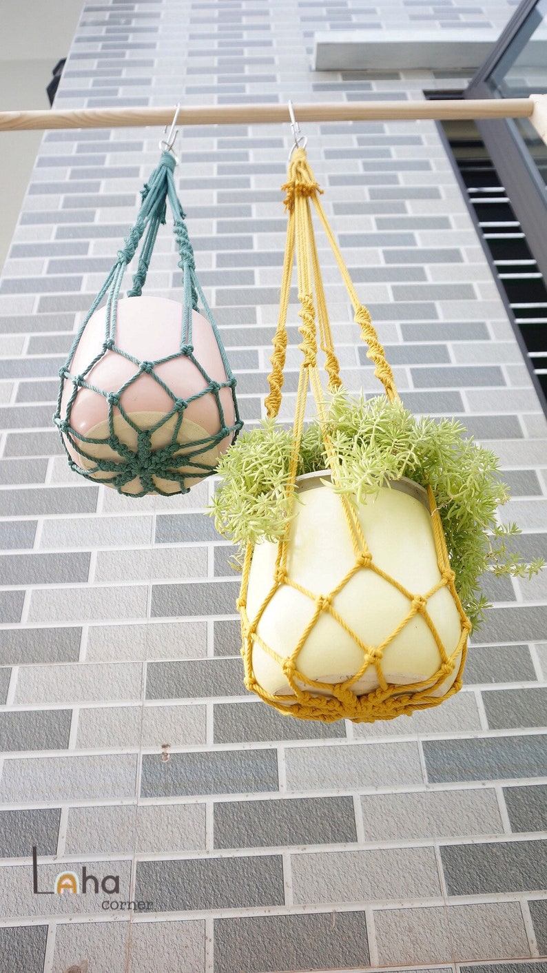 No Tassel Plant Holder, Macrame Plant Hanger, No Fringe Plant Hanger, Without Tail Plant Pot Holder, Simple Minimalist Boho Decor