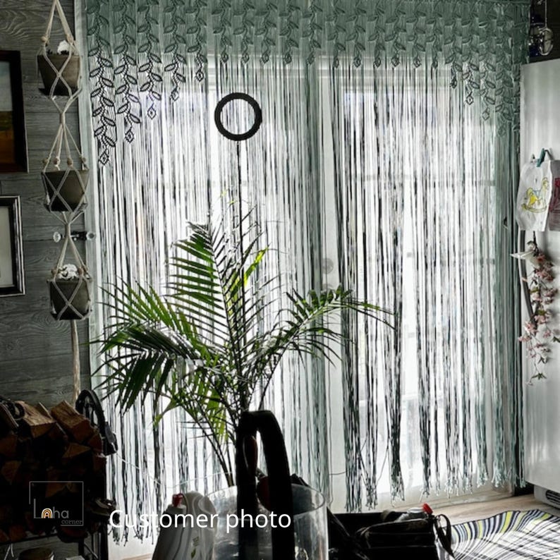 Macrame Door Curtain, Boho Doorway Curtain, Custom Room Divider Curtain, Long Beaded Curtain for Closet or Window image 15
