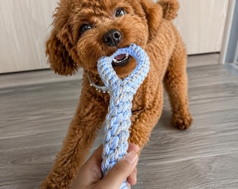 Handmade Macrame Dog Toy, Personalized Rope Dog Toy, Cotton Tug Toy for Small Medium Dogs, Puppy Chew Toy