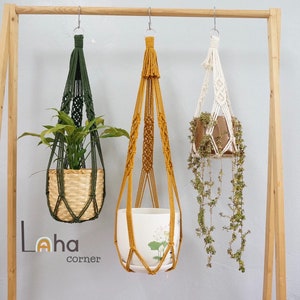 Large Macrame Plant Pot Hanger: 4mm Cotton Cord, Indoor Garden, Artificial Green Plant Hanger, Garden Decor, Christmas
