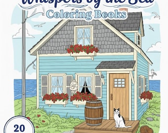 Geflüster am Meer – Haus am Meer zum Ausmalen | 20 druckbare Kunst für Erwachsene und Kinder