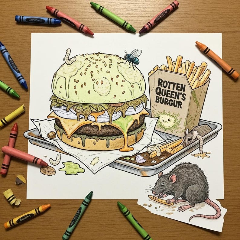 Gross Food Coloring Pages: Creepy Snacks & Drinks Printable Coloring ...