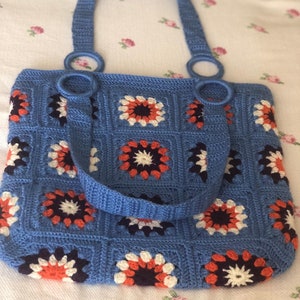 Crochet handmade knit bag floral bohemian stylish design bag lined and unique