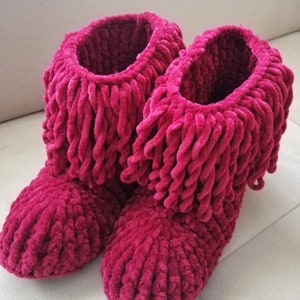 Women/Men Winter Velvet Handmade Tassels Crocheted House Boots Felt Sole 36-42