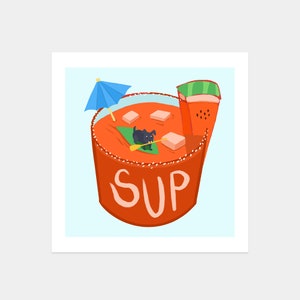 SUP, dawg? | Paddleboarding dog art print | Watermelon mojito puppy decor