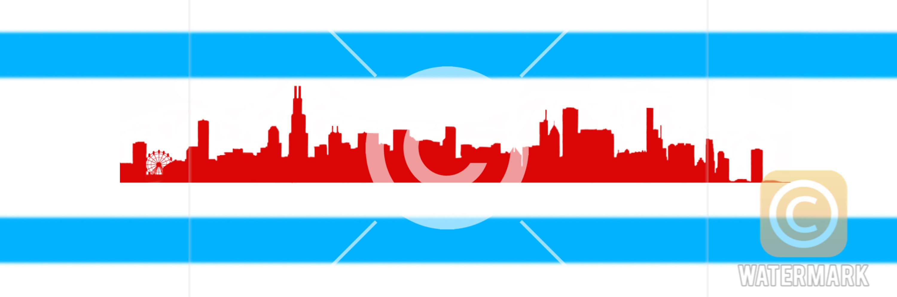 Chicago skyline dentro de la bandera