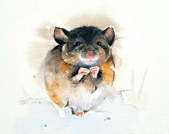 Watercolor little mouse, art print high quality hand signed limited, Artprint little Mouse, fine art print, hand signed and limited