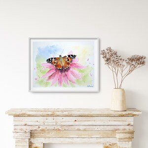 Watercolor little fox butterfly art print, handsigned lim., FineArtPrint Watercolor Painting Tortoiseshell Butterfly handsigned lim.