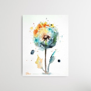 Original Watercolor Dandelion, Dandelion, Original Watercolor Painting Dandelion