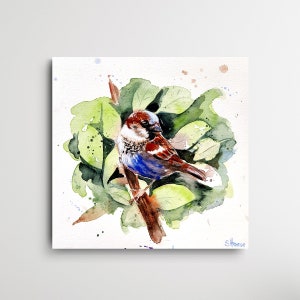 Original Watercolor Painting of a Sparrow, Sparrow, Unique, Hand Signed, Original Watercolor Painting of a Sparrow, unique and signed