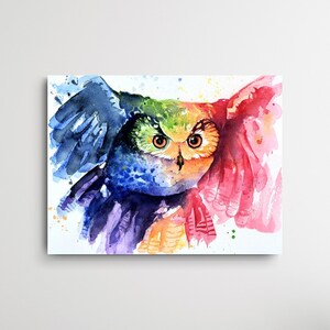 Original watercolor BE WISE smart owl, intelligence hand signed, Original Watercolor Smart Owl, Intelligence hand signed