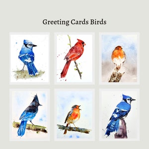 VOGELSCHAR Watercolor Greeting Cards Set of 6 with Envelopes, Greeting Cards Blank, Set of 6, watercolor birds with envelopes