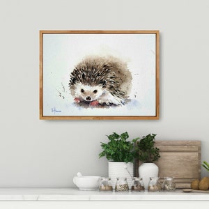Watercolor little hedgehog, art print hand signed and limited, Fine Art Print Watercolor painting Hedgehog, hand signed and limited