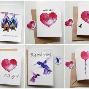 Aquarell Kunstdruck Karten Freundschaft, Liebe, mit Aufkleber. Watercolor FineArtPrints Cards Love Frienship with sticker