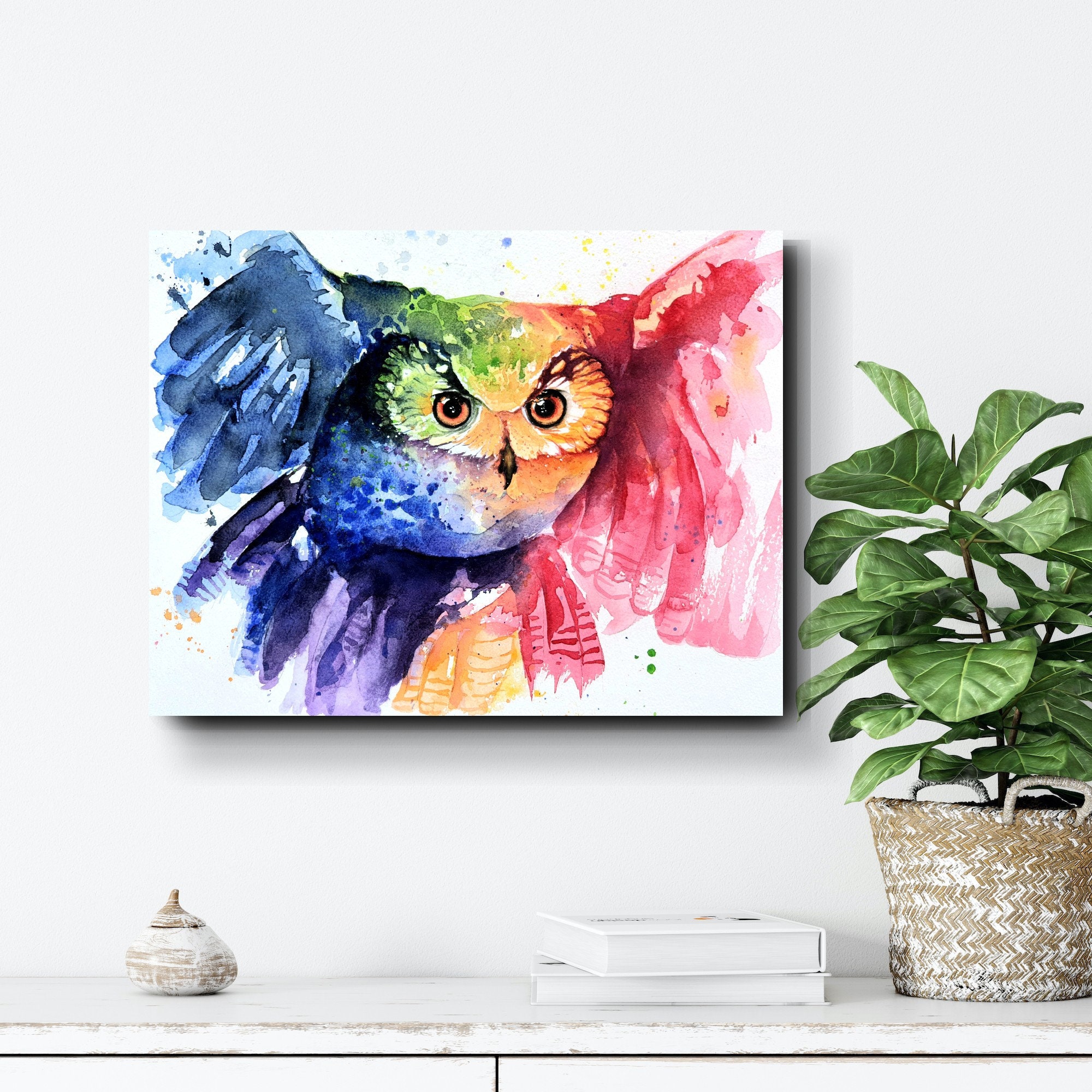 BE WISE Sei WEISE Aquarell Eule Kunstdruck, limitiert und von Hand signiert, Watercolor Artprint  Pr