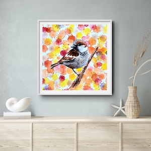 Sparrow watercolor art print signed and limited, Fine Art Print Watercolor Painting of a sparrow, signed and limited