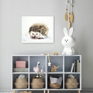 Watercolor little hedgehog 2, art print hand signed and limited, Fine Art Print Watercolor painting Hedgehog 2, hand signed and limited