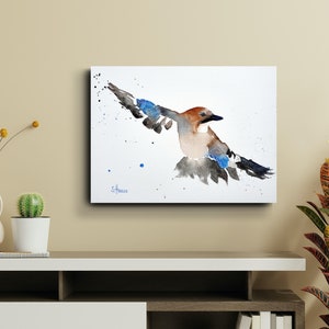 Watercolor Jay art print high quality and hand signed, Fine Art Print European Jay hand signed