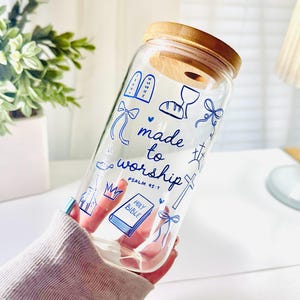 Made to Worship Cup | 16oz Christian Glass or Acrylic Tumbler | Psalm 95:1 Bible Verse Cup | Faith Gift with Straw and Lid