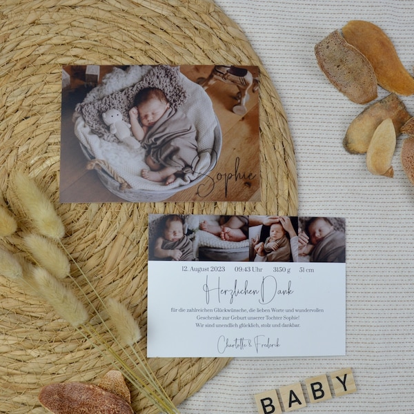 Babykarte Dankeskarte Geburtskarte "Dream" | Geburtsanzeige Danksagung Dankeschön | Baby Junge Mädchen | individuell personalisiert