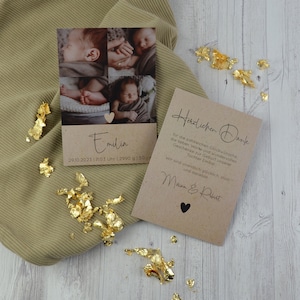 Babykarte Dankeskarte Geburtskarte "Little Love" braun| Geburtsanzeige Danksagung | Baby Junge Mädchen | individuell personalisiert