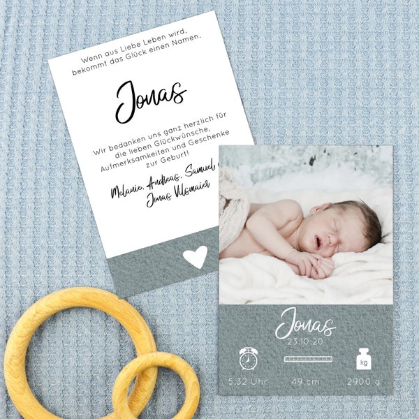 Babykarte Dankeskarte Geburtskarte Lieblingsmensch | Geburtsanzeige Danksagung Dankeschön | Baby Junge Mädchen | individuell personalisiert