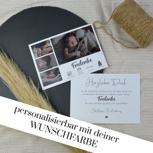 Babykarte Dankeskarte Geburtskarte "Happy" | Geburtsanzeige Danksagung Dankeschön | Baby Junge Mädchen | individuell personalisiert