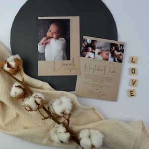 Babykarte Dankeskarte Geburtskarte "Modern Baby" braun| Geburtsanzeige Danksagung Dankeschön | Junge Mädchen | individuell personalisiert