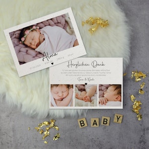 Babykarte Dankeskarte Geburtskarte "Lovely" Natural | Geburtsanzeige Danksagung Dankeschön | Baby Junge Mädchen | individuell personalisiert