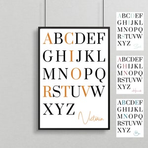 Geburtsposter Namensposter "ABC" | personalisiertes Geschenk zur Geburt oder Taufe | Baby Junge Mädchen | Kinderzimmer Deko Namensposter