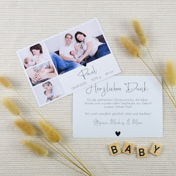 Babykarte Dankeskarte Geburtskarte "Nur Du" | Geburtsanzeige Danksagung Dankeschön | Baby Junge Mädchen | individuell personalisiert
