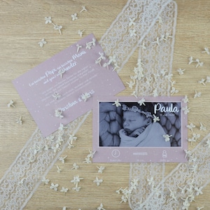 Babykarte Dankeskarte Geburtskarte &quot;Kleines Wunder&quot; rosé| Geburtsanzeige Danksagung Dankeschön | Baby Mädchen | individuell personalisiert