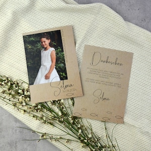 Dankeskarte Kommunion Konfirmation Taufe "Modern Communion" braun | Danksagung Erstkommunion | Junge Mädchen | individuell personalisiert