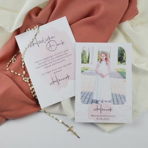 Dankeskarte Kommunion Konfirmation Taufe "Aquarell" | Danksagung Dankeschön Erstkommunion | Junge Mädchen | individuell personalisiert