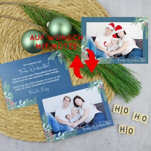 Weihnachtskarte "Ho Ho Ho" personalisiert mit Foto und auf Wunsch mit Weihnachtsmütze | persönliche Weihnachtsgrüße