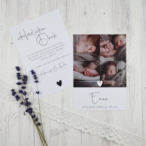 Babykarte Dankeskarte Geburtskarte "Little Love" | Geburtsanzeige Danksagung Dankeschön | Baby Junge Mädchen | individuell personalisiert