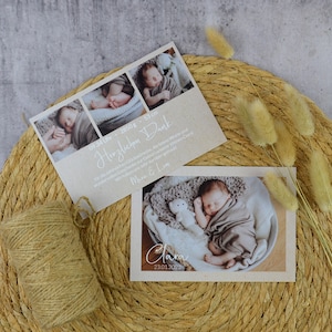 Babykarte Dankeskarte Geburtskarte "Darling" | Geburtsanzeige Danksagung Dankeschön | Baby Junge Mädchen | individuell personalisiert